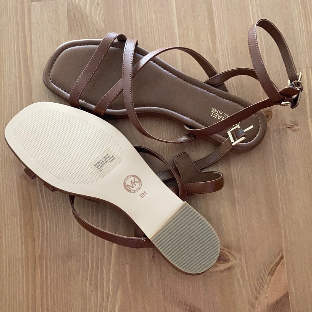 Michael Kors Strappy Leather Flat Sandals